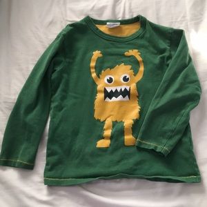 Mini Boden size 5/6 monster shirt green
